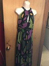 New Directions Polyester Blend Geometric Print Halter Dress-size 14