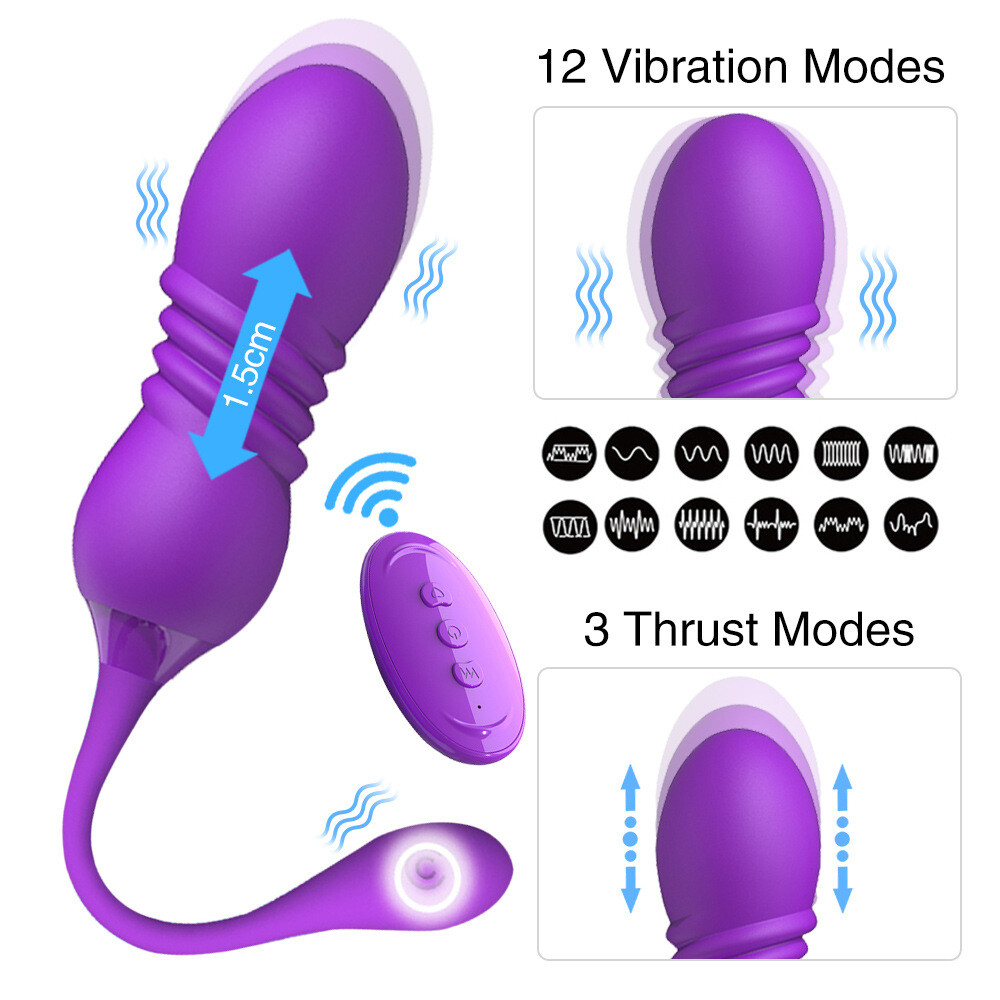 Remote Control Telescopic Thrusting Massage Machine Prostate Vagina Vibrator Toy