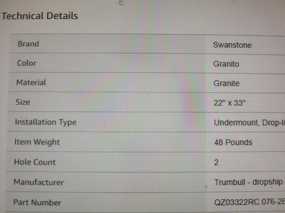 Swanstone QZ03322RC.076-2B 2-Hole Granite Kitchen Sink-22" x 33"-Granito - Image 3 of 4