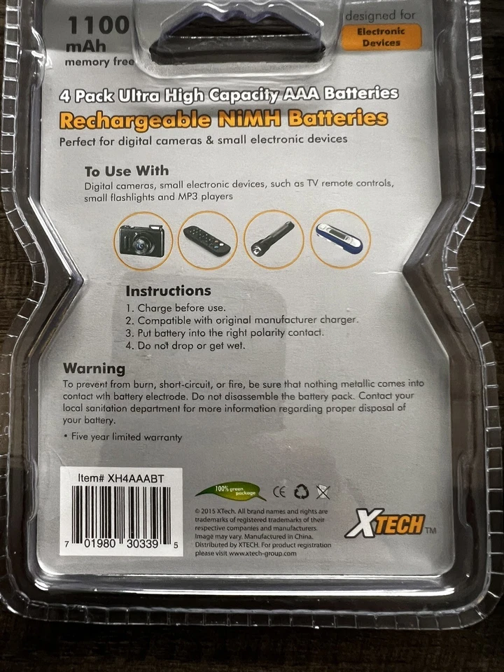 Baterías recargables Xtech 16 AAA ultra alta capacidad 1100 mAh Ni-MH paquete de 16/U Foto 3 de 4