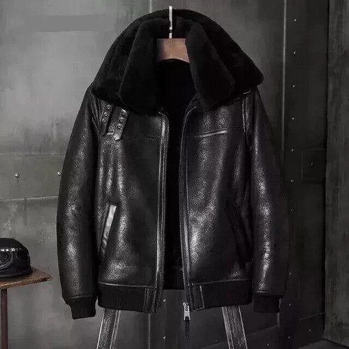 Forge Men's Black B3 RAF Aviator Leather Jacket - Hooded Sheepskin She