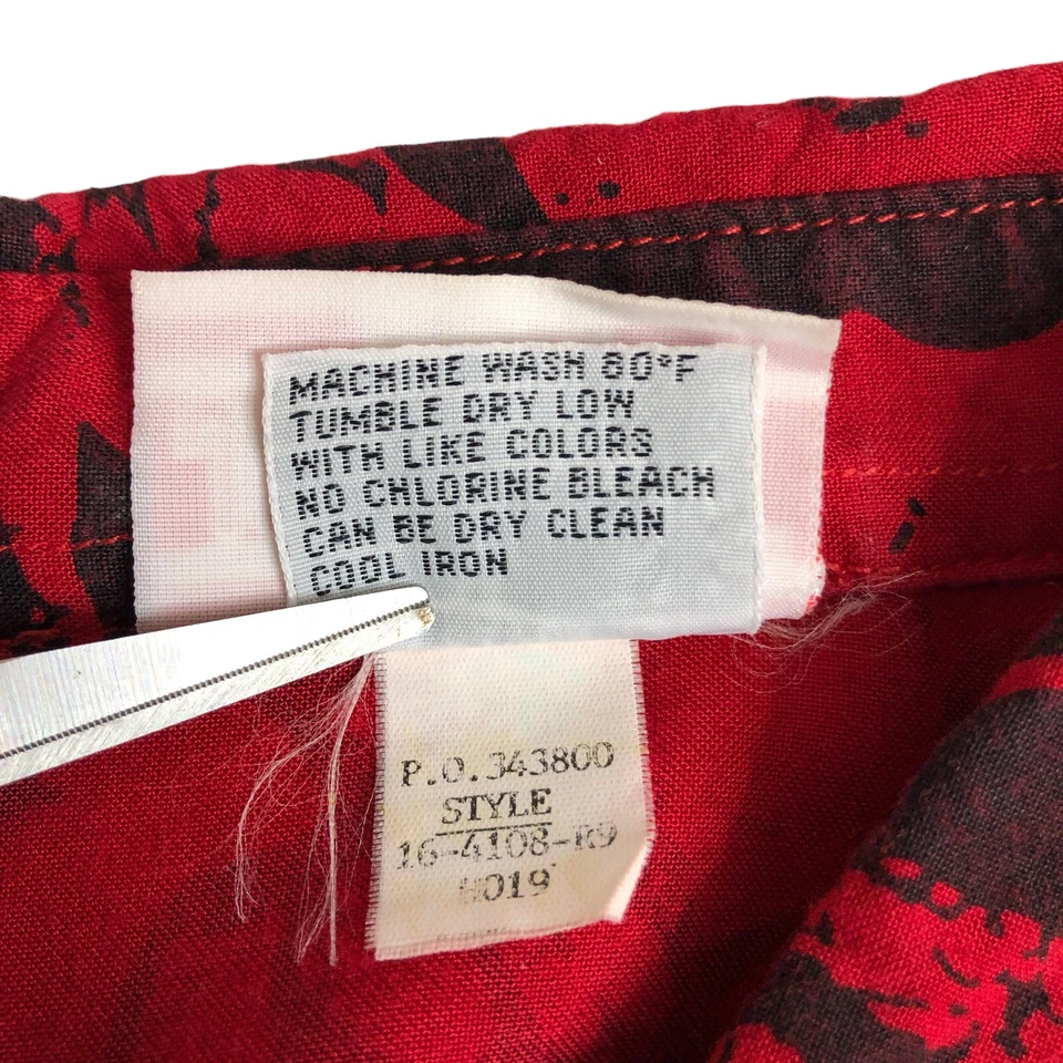 Camisa Jordache Vintage Años 90 Y2k Mujer M Roja Floral Rayón Bolsillo Abotonable Grunge Foto 4 de 4