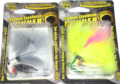 Blakemore 1/4 Salmon Steelhead Runner Maribou Jigs (Lot of 2-Firetiger/Shad)