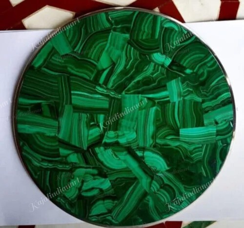 Malachite Semi Precious Stones Console Handmade Table / Green Marble table Top - Picture 2 of 7