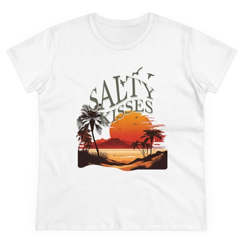 Salty Kisses Summer T-Shirt, Beach Vibes Graphic Tee, Ocean Lover Gift, Women's - Picture 3 of 9
