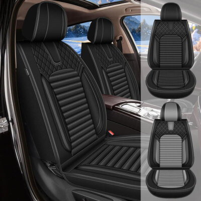For Dodge Dart 2013-2016 Car 5&2 Seat Covers Cushion Pad Black&Gray Fuax Leather
