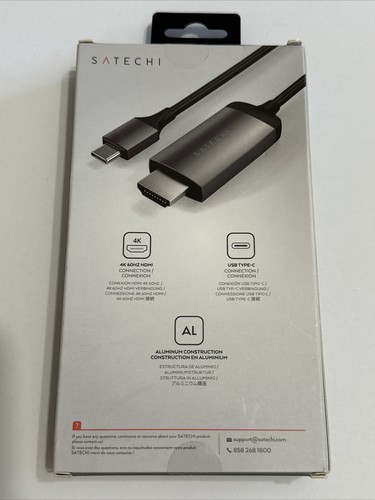 Satechi 6FT Aluminum USB Type-C to 4K HDMI Cable, Space Gray - Picture 3 of 3