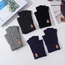 1 pair Unisex Elastic Knitted Half Finger Gloves Men Women Warm Work Gloves