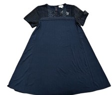 Loft Lace Dress Small Navy Blue Short Sleeve Keyhole Flowy A-Line NWT ($69.99)