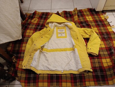 Abercrombie & Fitch Jacket Mens Sz XL Yellow Fish Hawk Cliff Rain 