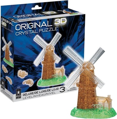 BePuzzled | Windmill Deluxe Original 3D Crystal Puzzle, Ages 12 and Up