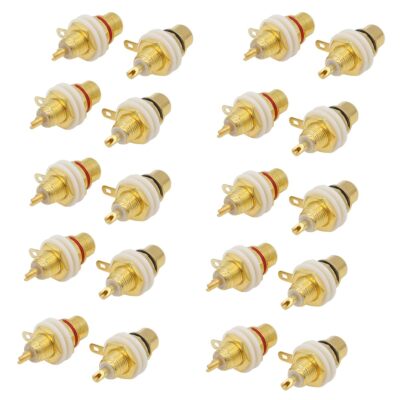 Rca Panel Mount Female Audio Terminal Jack Socket Adapter Connector 20pcs 10 Bl