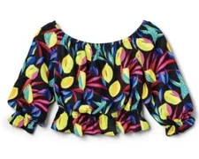 NWT Tabitha Brown x Target Lemon Print Bardot Off Shoulder Top Size XS