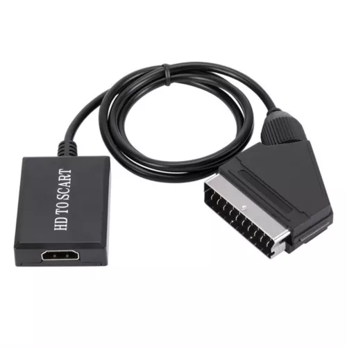 1Pcs HDMI To SCART Converter W/ Charge Cable 1080P Input HD Output Scart Adapter