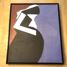 Modern Art Painting By Local Artist Pregnant Woman Aluminum Framed 25x21x2