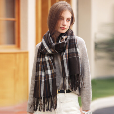 Women's Winter Soft Plaid Scarf for Travel Wedding terylene Feel
