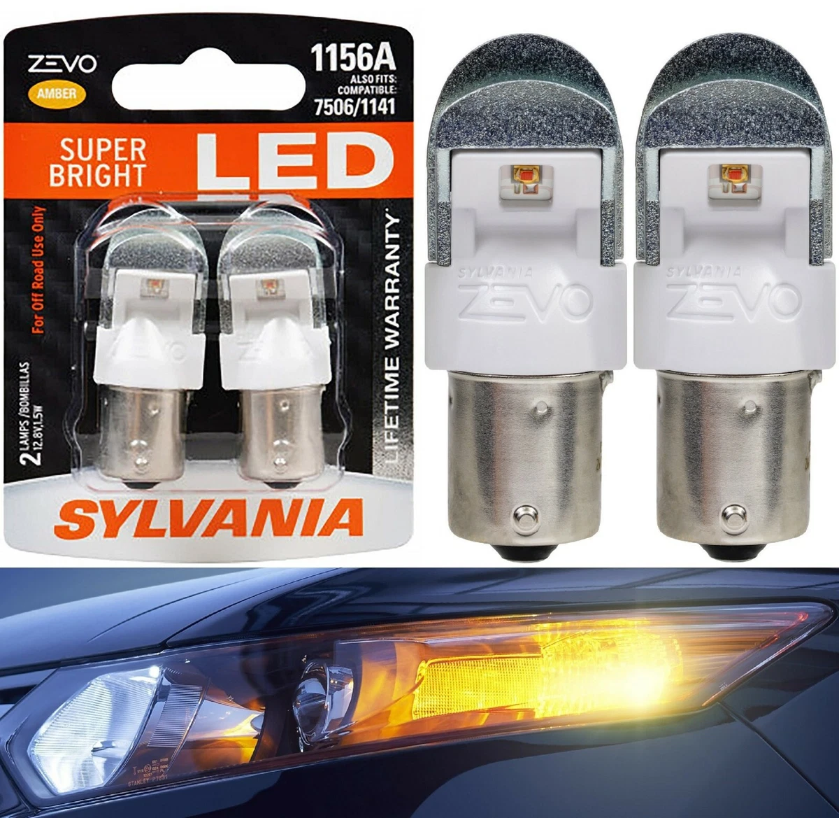 Sylvania ZEVO 1156 Amber LED Bulb (Pack of 2)