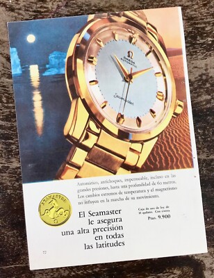 Omega Vintage 50er Jahre Werbung Seamaster Automatic Gold 18k OEM /