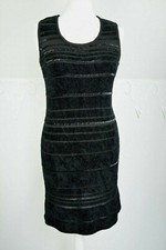 Vintage St Michael 1993 Black Knitted Velour beaded stretch shift Dress Size 8