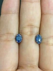 NATURAL SAPPHIRE OV 3X5 SAPPHIRE DIAMOND CUT STERLING SILVER 925 EARRING
