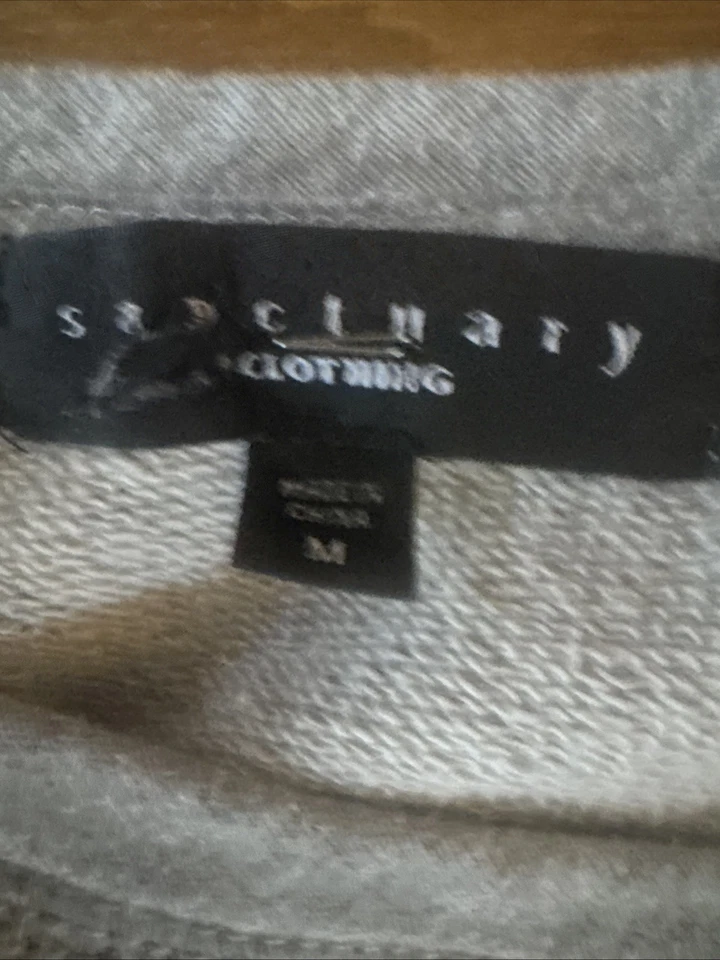 Moletom Sanctuary painel de renda cinza M • Pulôver casual boho malha macia - Imagem 2 de 3