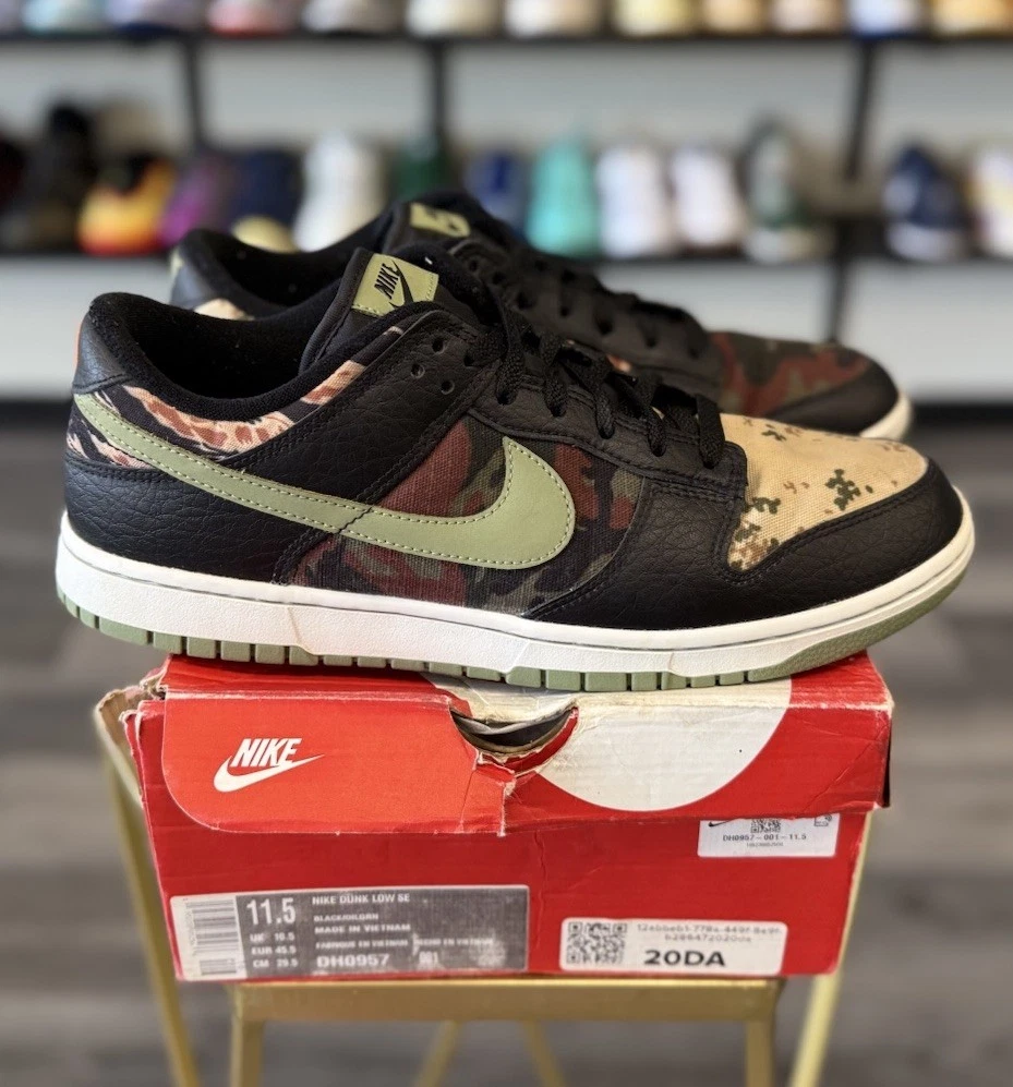 NIKE DUNK LOW SE BLACK MULTI CAMO　28cm Nike Dunk SE Low Black Multi-Camo for Sale | Authenticity