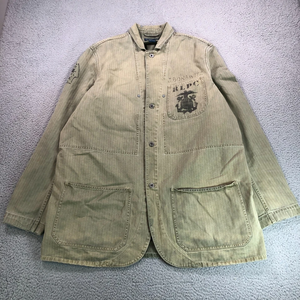 Chaqueta Polo Ralph Lauren Para Hombres 2XL Alta Verde HBT Espiga Sarga Militar Foto 3 de 4