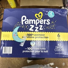 Pampers Disposable Swaddlers Overnight Diapers, Size 6 42 Count New Damaged Box