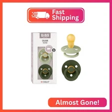 BIBS Pacifiers Colour Collection | Natural Rubber Baby Pacifier | Set of 2 BPA-F