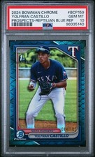 2024 Bowman Chrome 1st Yolfran Castillo Reptilian Blue Refractor /150 Pop 4