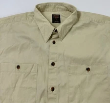 Vintage 90s Scott Barber Shirt Men XL Oversize Ivory Twill Button Up Minimal USA