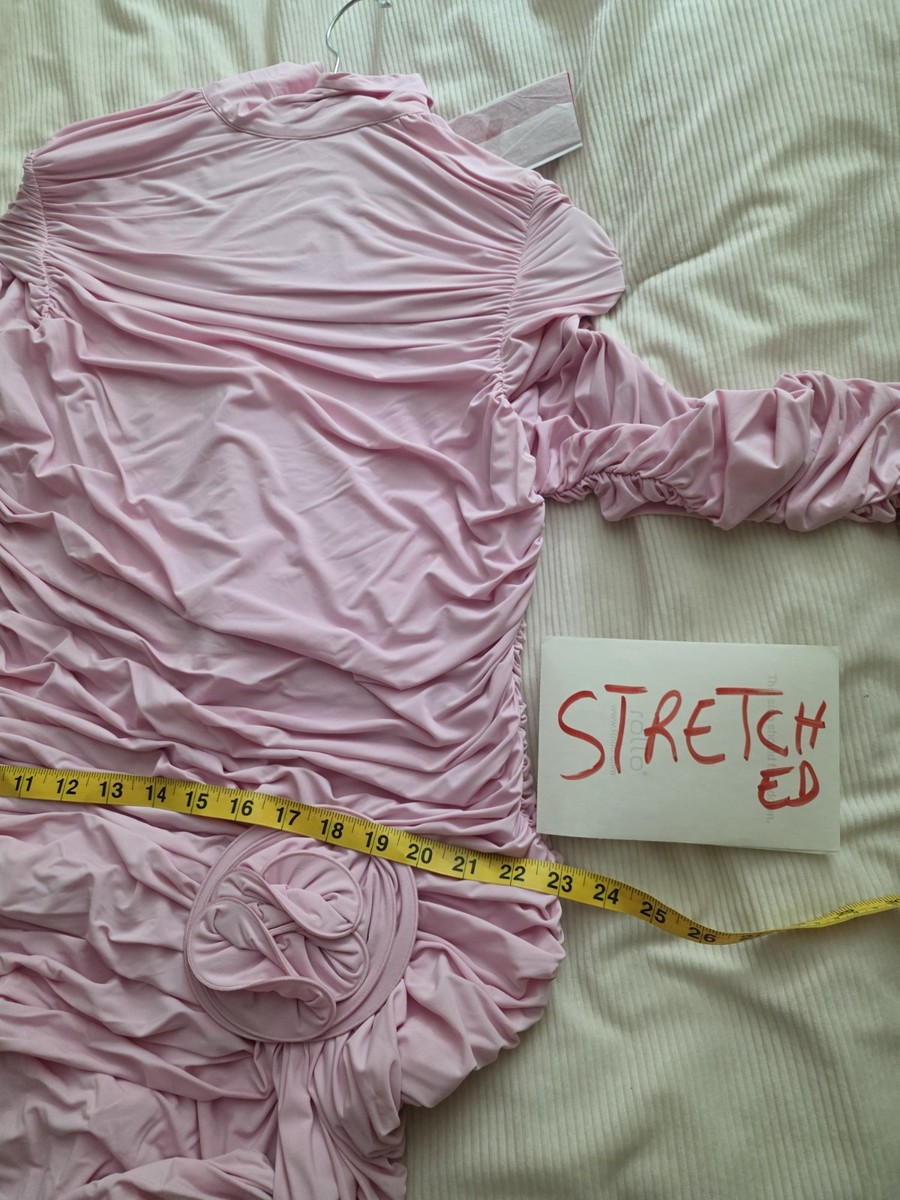 Magda Butrym X H&M Rose-Appliquéd Mock Turtleneck Dress Sz L Light