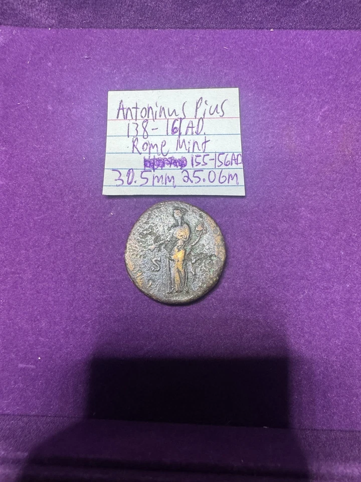 Antonino Pío 138-161 dC Pax Sestercio, latón antiguo/oricalco Roma como nuevo Foto 4 de 4