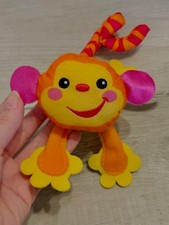 Fisher Price Plush Monkey Toy Orange Pink Yellow 2006 Vintage Rainforest Mobile