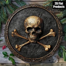 Tin Metal Signs Home Décor 8x8 Aluminum Skeleton & Crossbones Wall Art - Classic