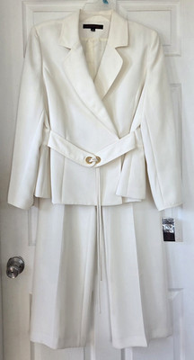 Vintage ANNE KLEIN Ivory Pants Suit Femme Confident Chic Soft Glam Size 14 NWT