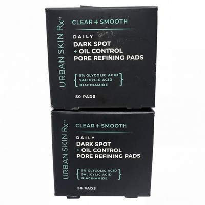 2 X URBAN SKIN RX Mens Daily DARK SPOT + OIL CONTROL Pore Refining Pads  50 PADS
