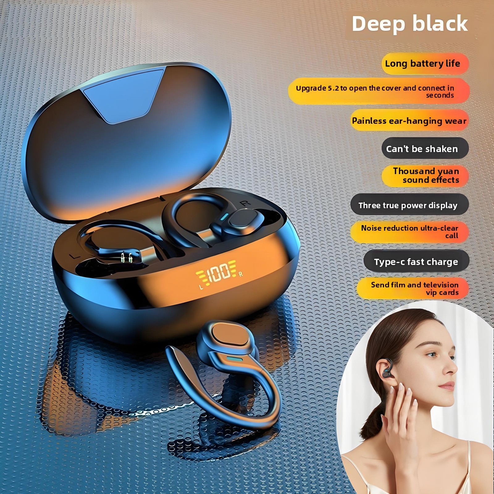 Wireless 5.3 Bluetooth Earbuds with Active Noise Cancellation & 4D Stereo Sound-image