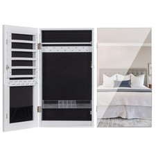 LAVIEVERT Lockable Jewelry Cabinet Armoire, Frameless Mirror, Wall Door Mount