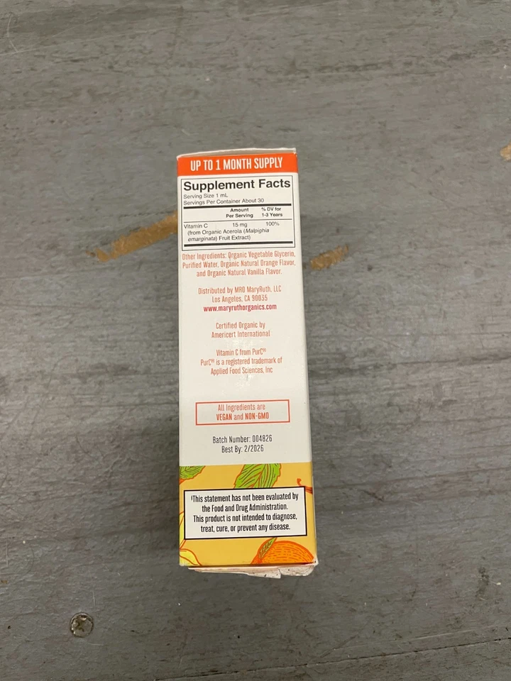 MaryRuth Organics детские капли витамина С, апельсиновая ваниль | 1 жидкая унция | быстрая доставка! - Изображение 2 из 4