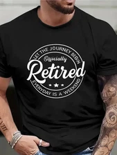 Men's Retirement Celebration T-Shirt - "Retired" Geometric Print, Breathable Cot