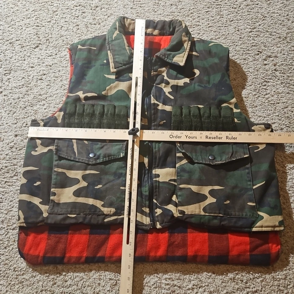 Vintage Game Winner Vest Mens XL Camo Buffalo Plaid Reversible Shooter Hunters - Image 4 of 4