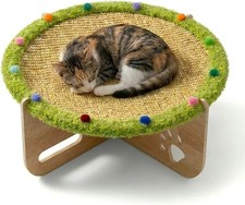 Elevated Cat Hammock Bed with Natural Sisal Surface-Breathable Cooling Cat Scrat