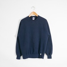 Vintage 90s Russell Athletic Blank Sweatshirt Mens Large - Dark Blue Distressed