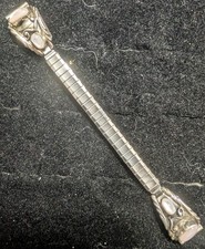 Native American Navajo Sterling Silver 2 Stone Pink Mother of Pearl Watch Tip 6