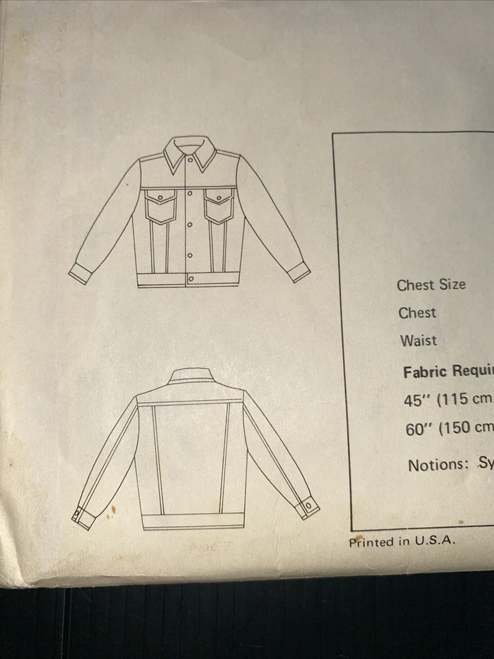 Kwik Sew Vintage Men's Western Jacket Coat Pattern 461 Uncut Rare - Image 3 of 4