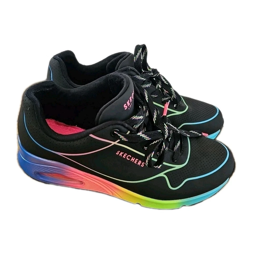 Zapatos para mujer Skechers Uno Pop of Sunshine talla 8,5 negros con múltiples cordones Foto 2 de 4