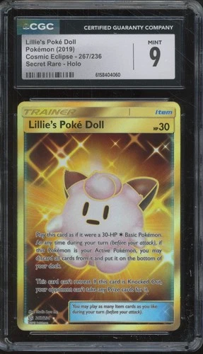2019 Pokémon Cosmic Eclipse Secret Rare Holo #267 Lillie's Poké Doll Mint CGC 9