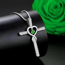 Silver Color Infinity Cross Religious Pendant Necklace For Women And Men