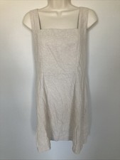 Old Navy Linen Blend Mini Dress Oatmeal Smocked Back Sleeveless S Coastal Earthy